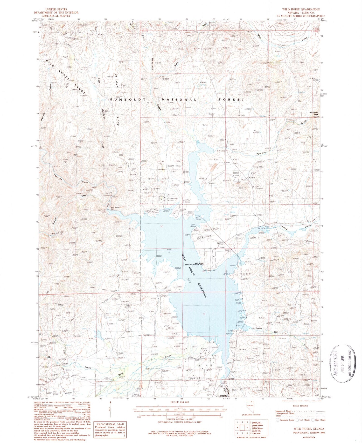 Classic USGS Wild Horse Nevada 7.5'x7.5' Topo Map Image