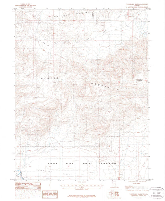 Classic USGS Wild Horse Basin Nevada 7.5'x7.5' Topo Map Image