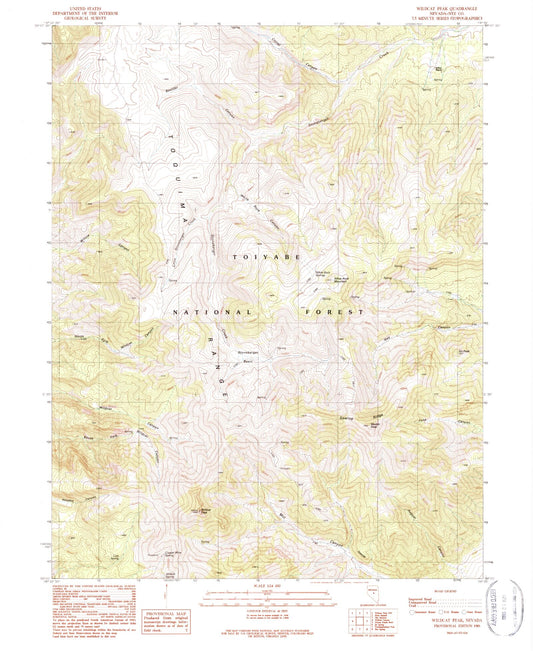 Classic USGS Wildcat Peak Nevada 7.5'x7.5' Topo Map Image