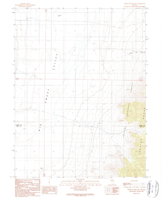 Classic USGS Wildcat Peak NW Nevada 7.5'x7.5' Topo Map Image