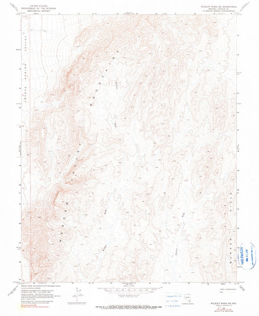 Classic USGS Wildcat Wash NE Nevada 7.5'x7.5' Topo Map Image