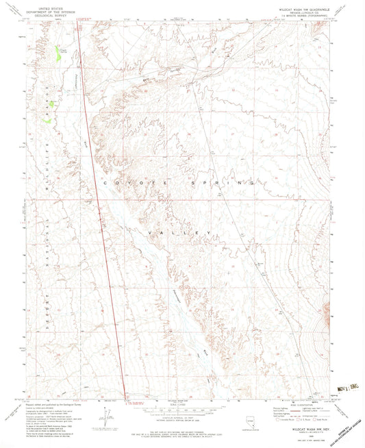Classic USGS Wildcat Wash NW Nevada 7.5'x7.5' Topo Map Image
