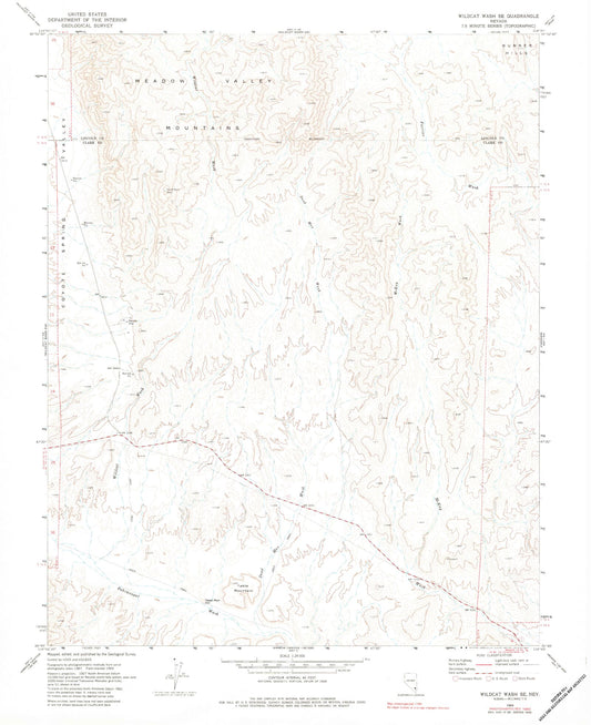 Classic USGS Wildcat Wash SE Nevada 7.5'x7.5' Topo Map Image