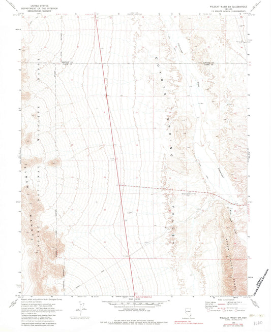 Classic USGS Wildcat Wash SW Nevada 7.5'x7.5' Topo Map Image