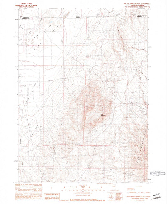 Classic USGS Wilder Creek Ranch Nevada 7.5'x7.5' Topo Map Image