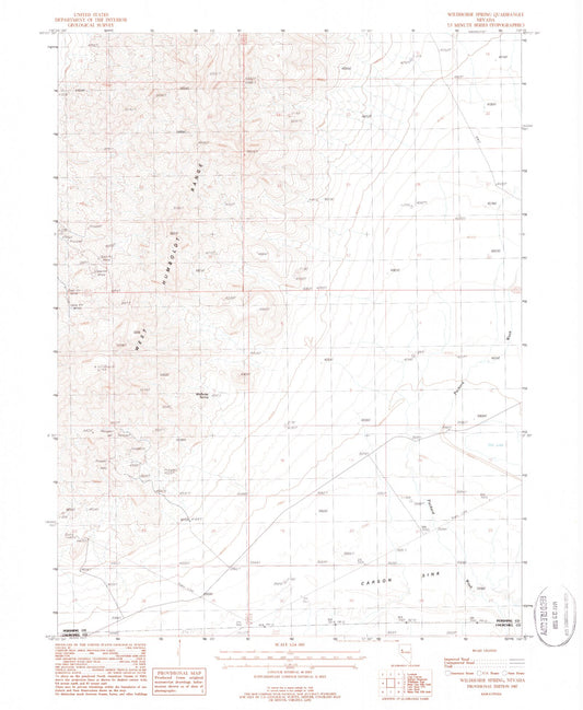 Classic USGS Wildhorse Spring Nevada 7.5'x7.5' Topo Map Image