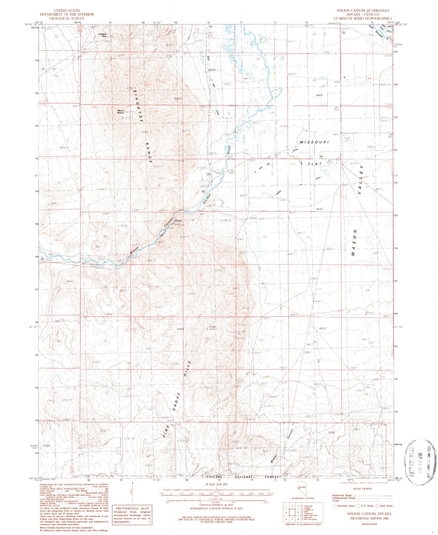 Classic USGS Wilson Canyon Nevada 7.5'x7.5' Topo Map Image