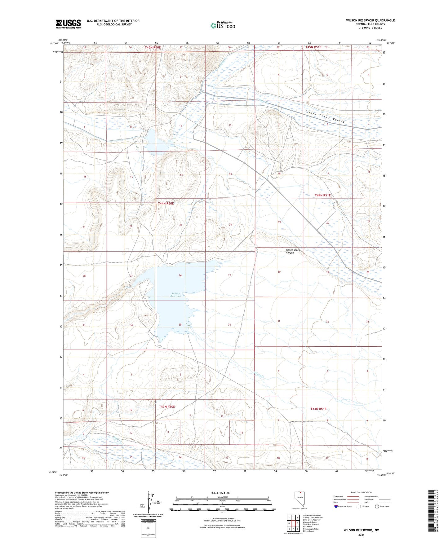 Wilson Reservoir Nevada US Topo Map Image