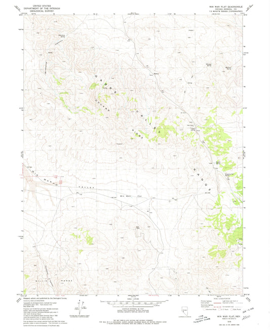 Classic USGS Win Wan Flat Nevada 7.5'x7.5' Topo Map Image