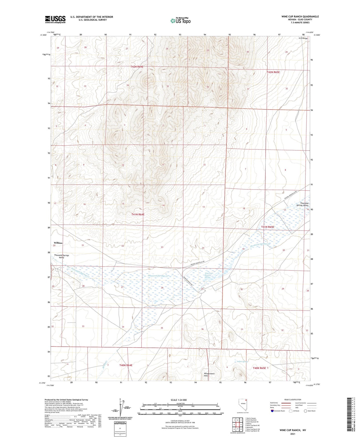 Wine Cup Ranch Nevada US Topo Map Image