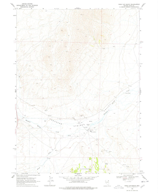 Classic USGS Wine Cup Ranch Nevada 7.5'x7.5' Topo Map Image