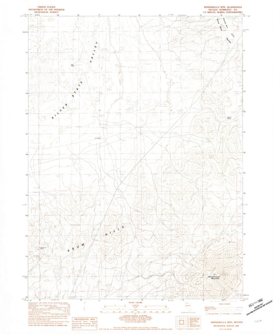Classic USGS Winnemucca Mountain Nevada 7.5'x7.5' Topo Map Image