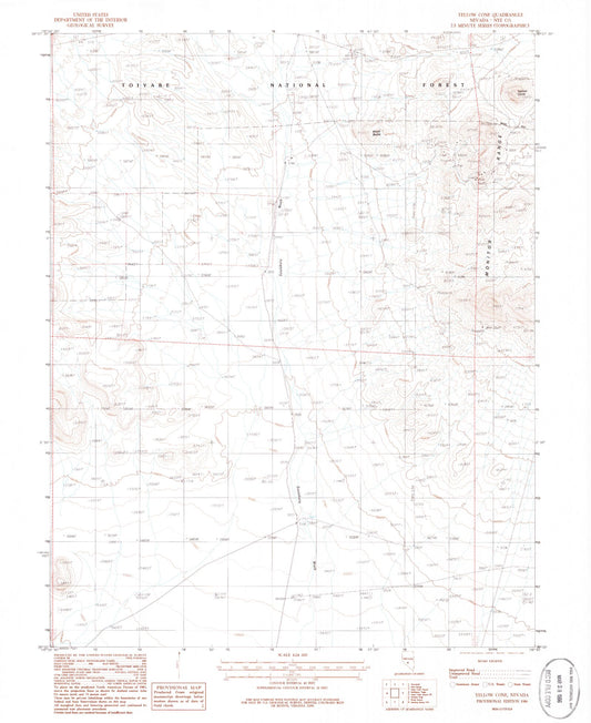 Classic USGS Yellow Cone Nevada 7.5'x7.5' Topo Map Image