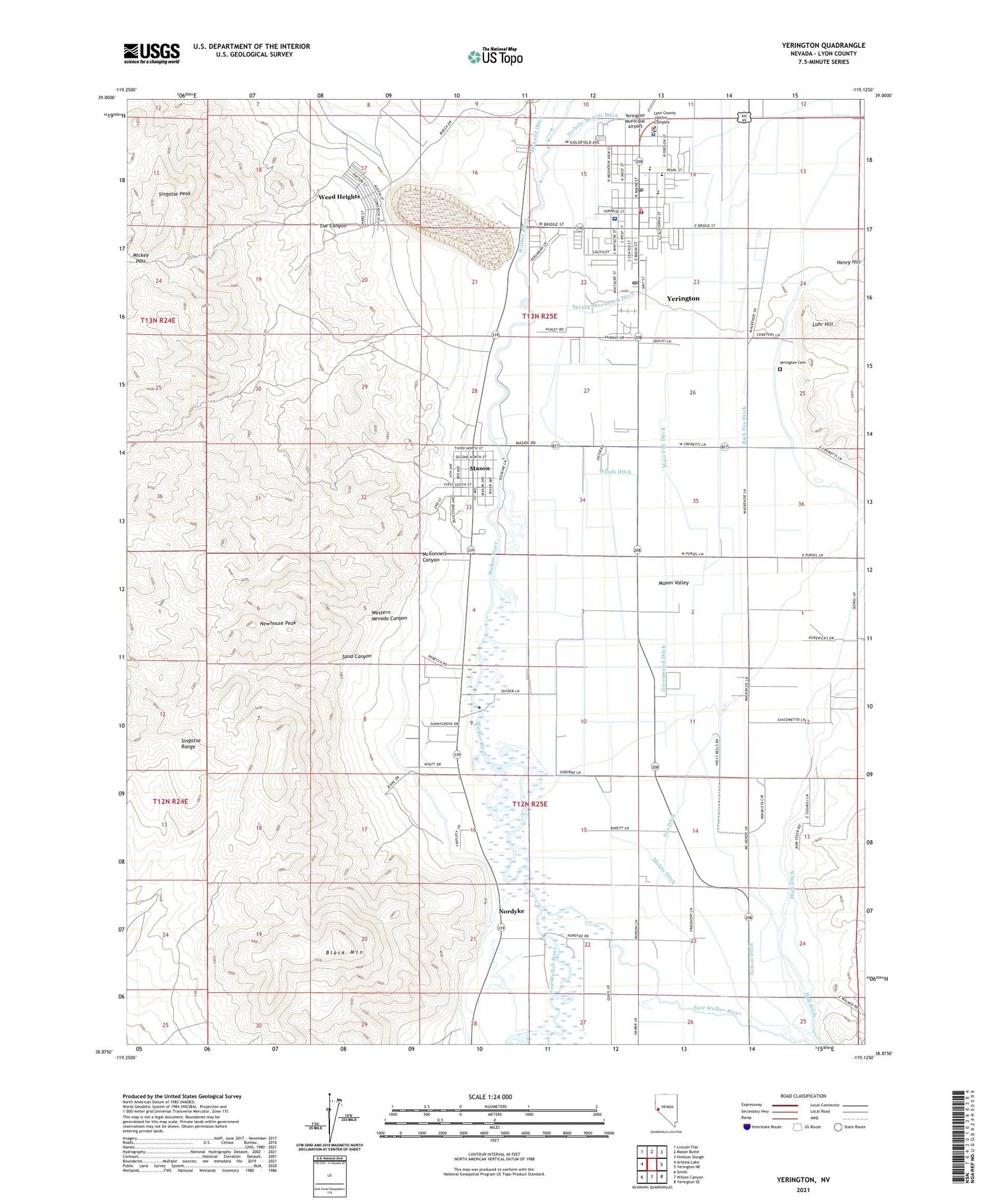 Yerington Nevada US Topo Map Image