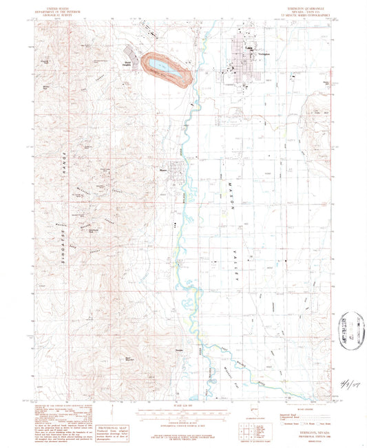 Classic USGS Yerington Nevada 7.5'x7.5' Topo Map Image