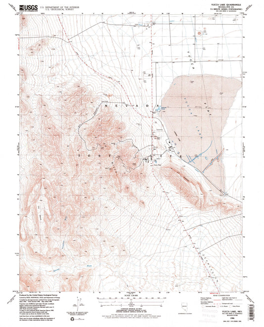 Classic USGS Yucca Lake Nevada 7.5'x7.5' Topo Map Image