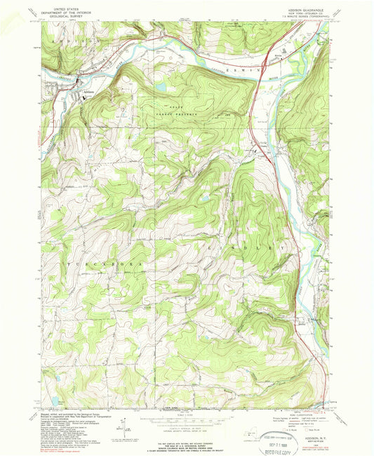 Classic USGS Addison New York 7.5'x7.5' Topo Map Image