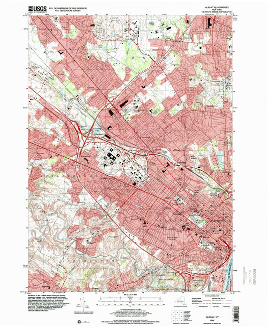 Classic USGS Albany New York 7.5'x7.5' Topo Map Image