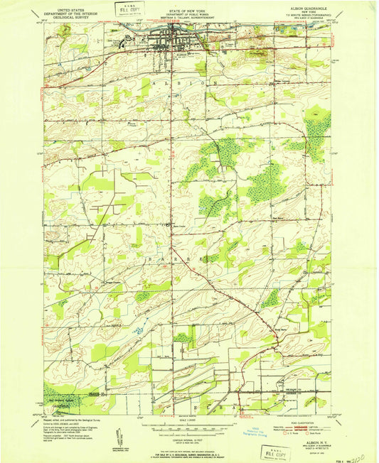 Classic USGS Albion New York 7.5'x7.5' Topo Map Image