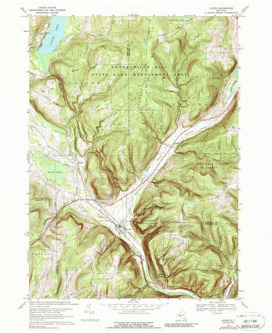 Classic USGS Alpine New York 7.5'x7.5' Topo Map Image