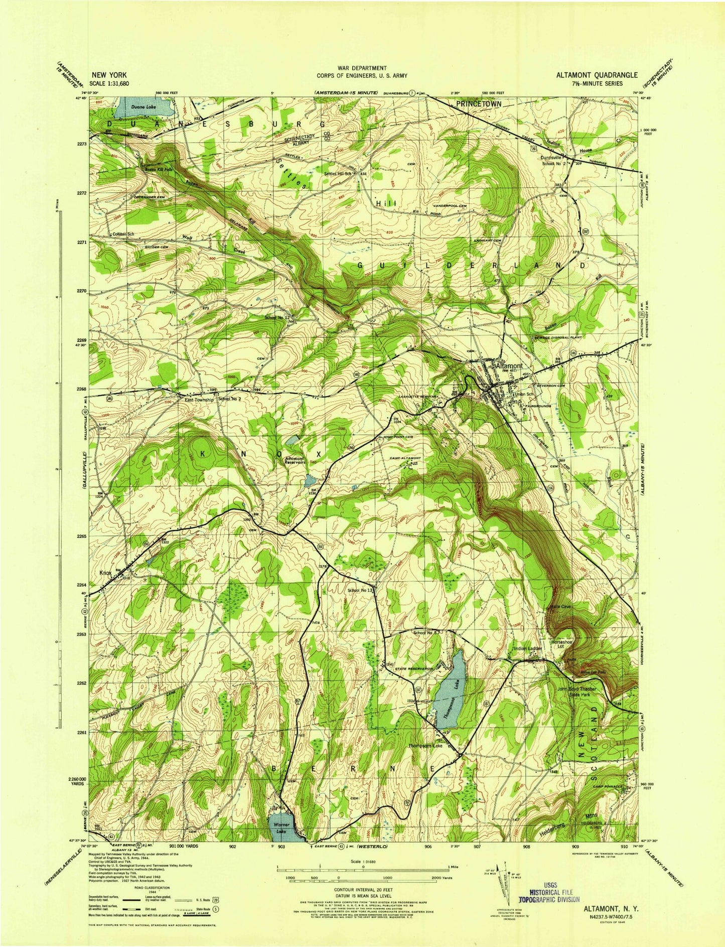 Classic USGS Altamont New York 7.5'x7.5' Topo Map Image