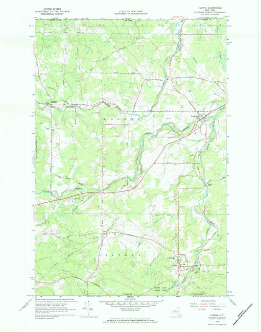 Classic USGS Altona New York 7.5'x7.5' Topo Map Image