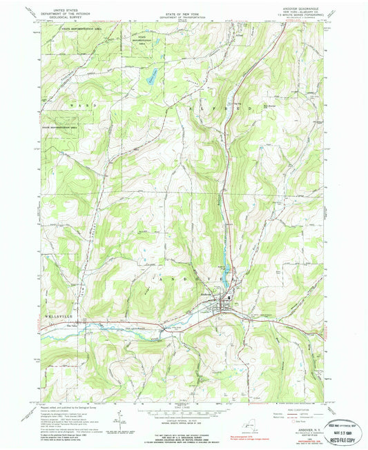 Classic USGS Andover New York 7.5'x7.5' Topo Map Image