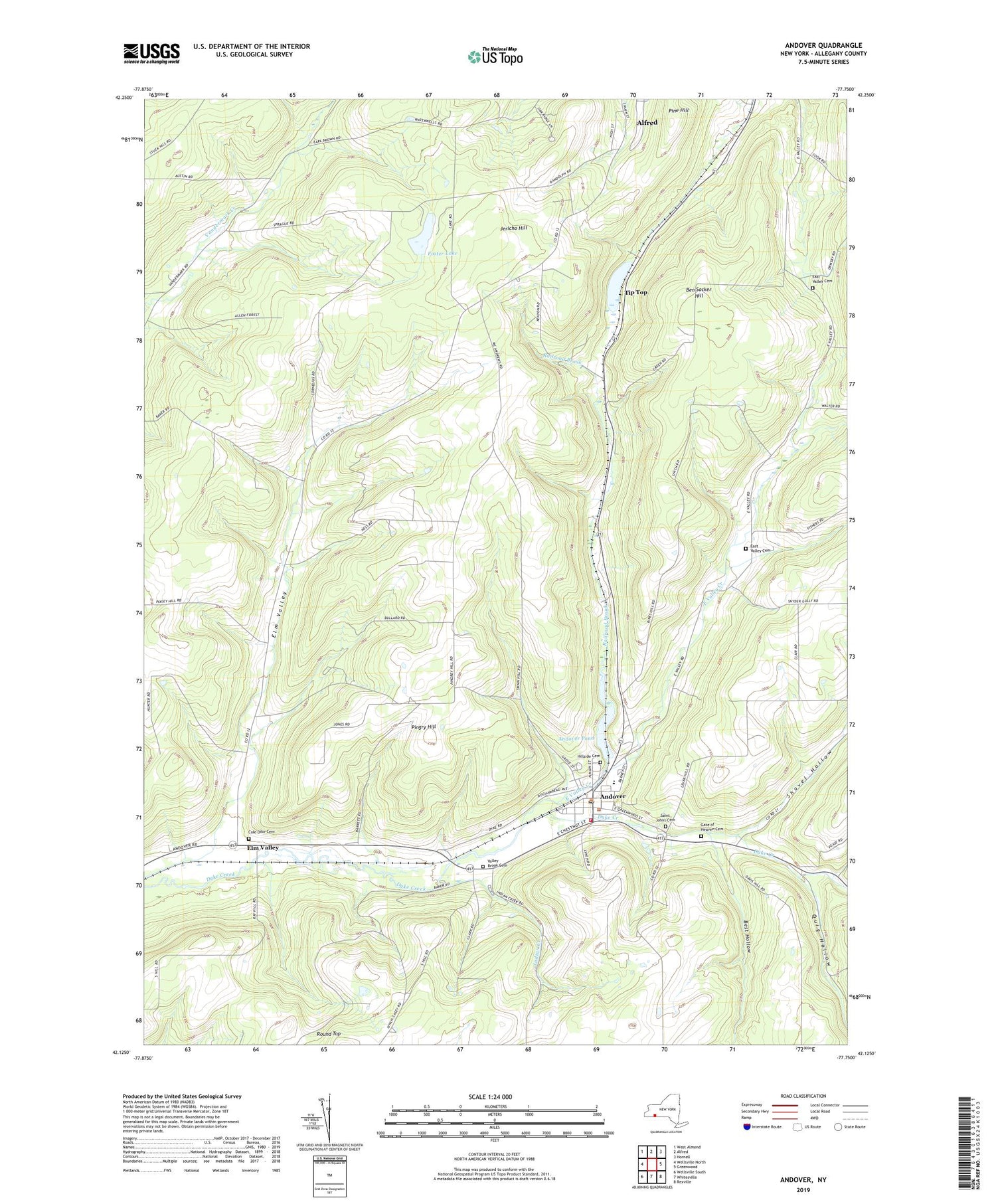 Andover New York US Topo Map Image