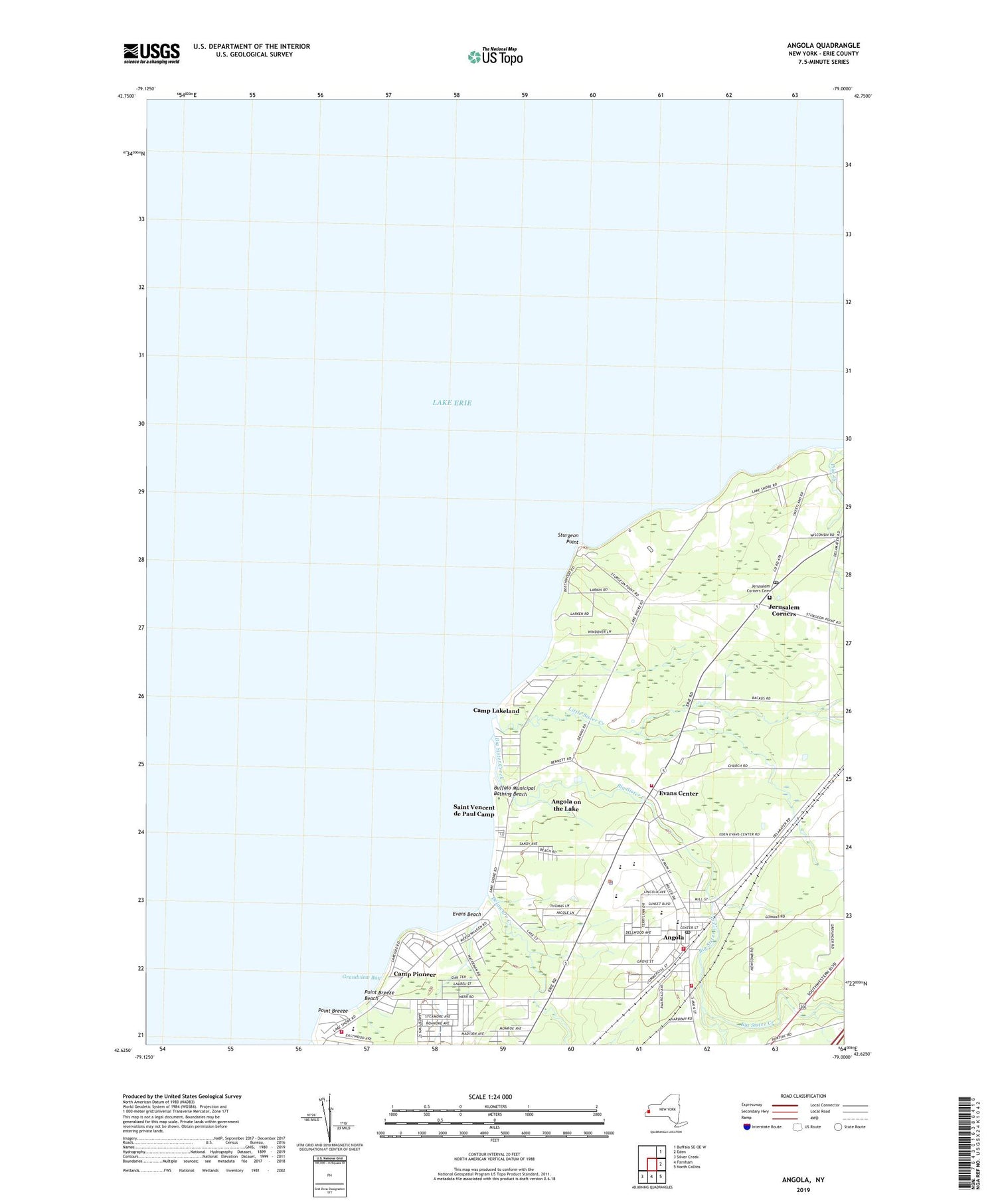 Angola New York US Topo Map Image