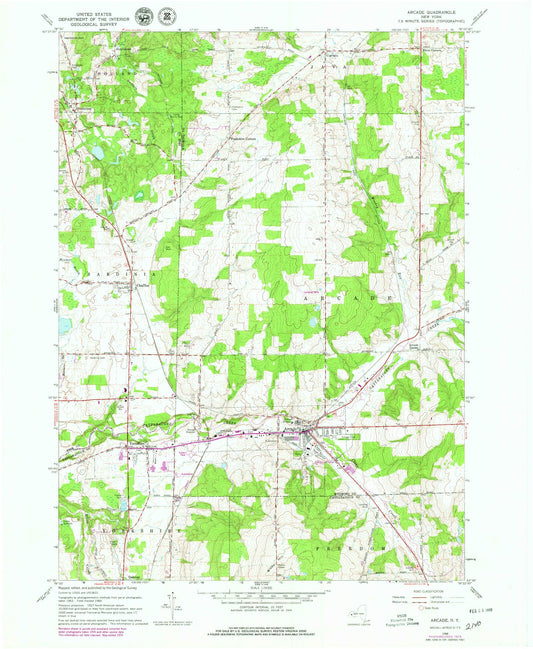 Classic USGS Arcade New York 7.5'x7.5' Topo Map Image