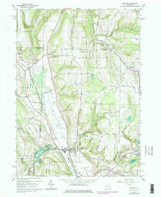 Classic USGS Arkport New York 7.5'x7.5' Topo Map Image