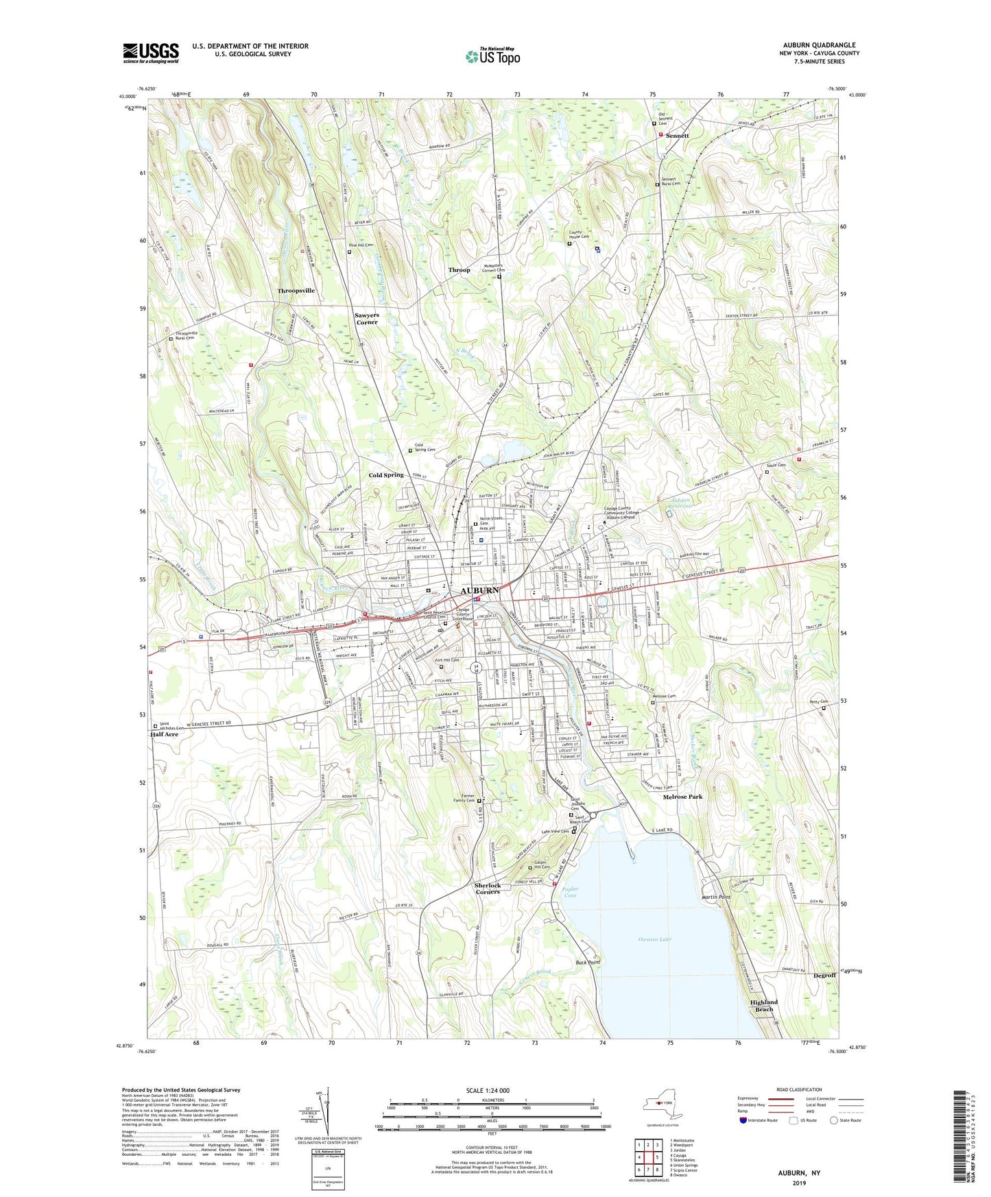 Auburn New York US Topo Map Image