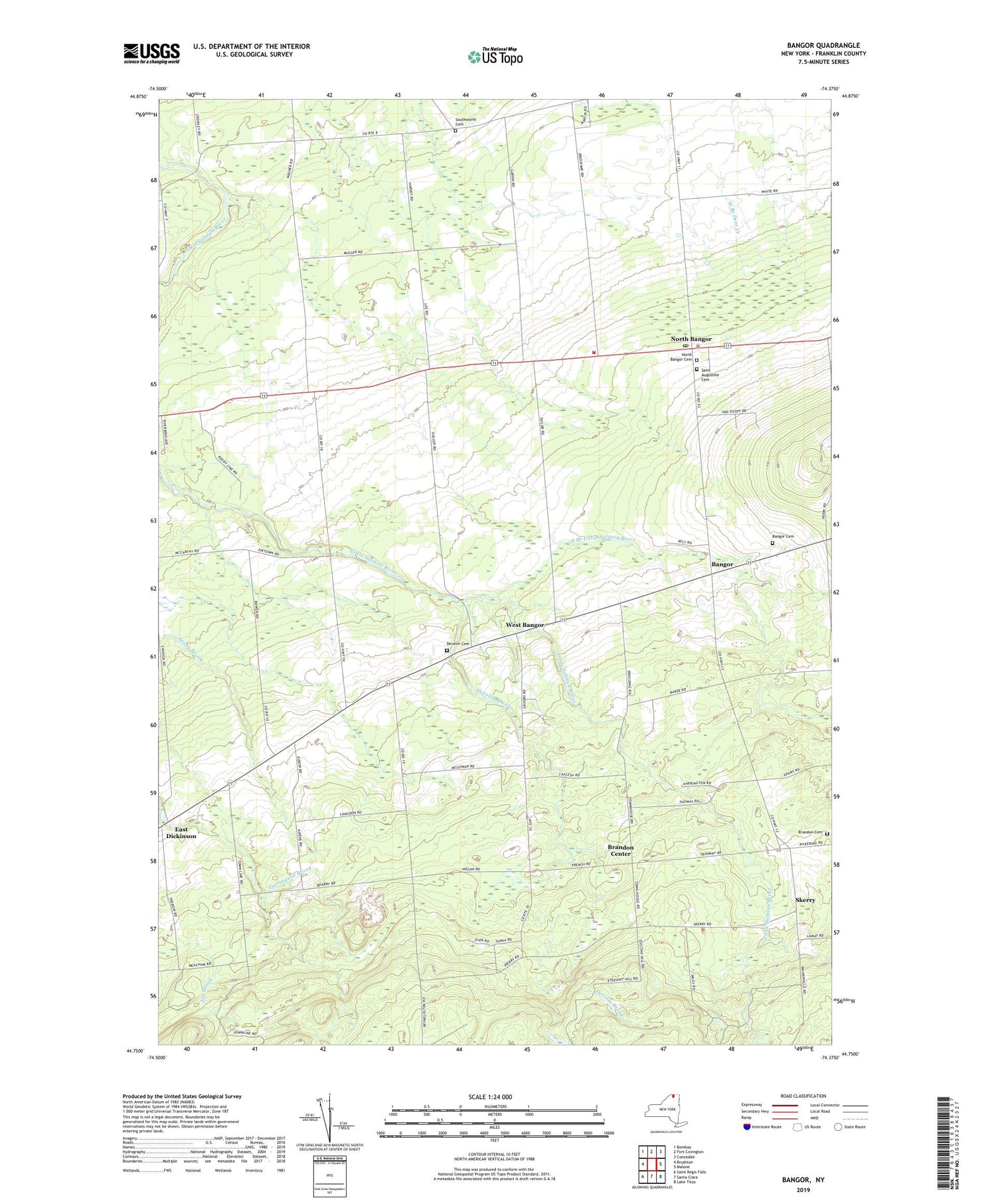 Bangor New York US Topo Map Image