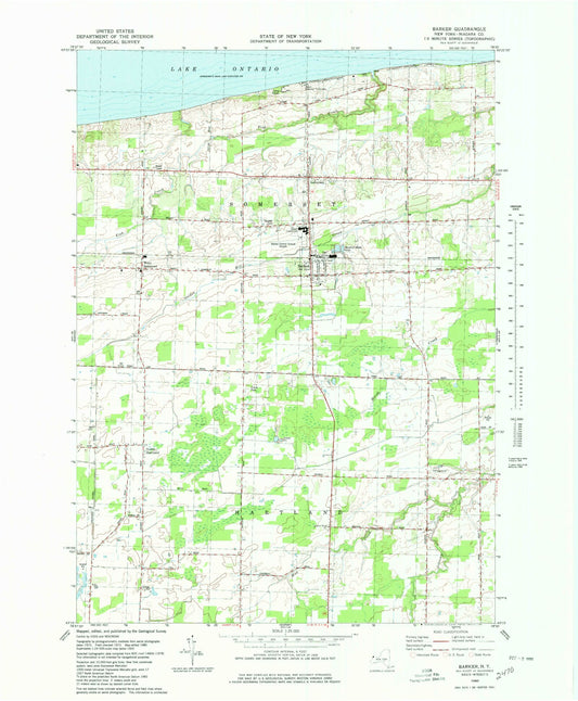 Classic USGS Barker New York 7.5'x7.5' Topo Map Image