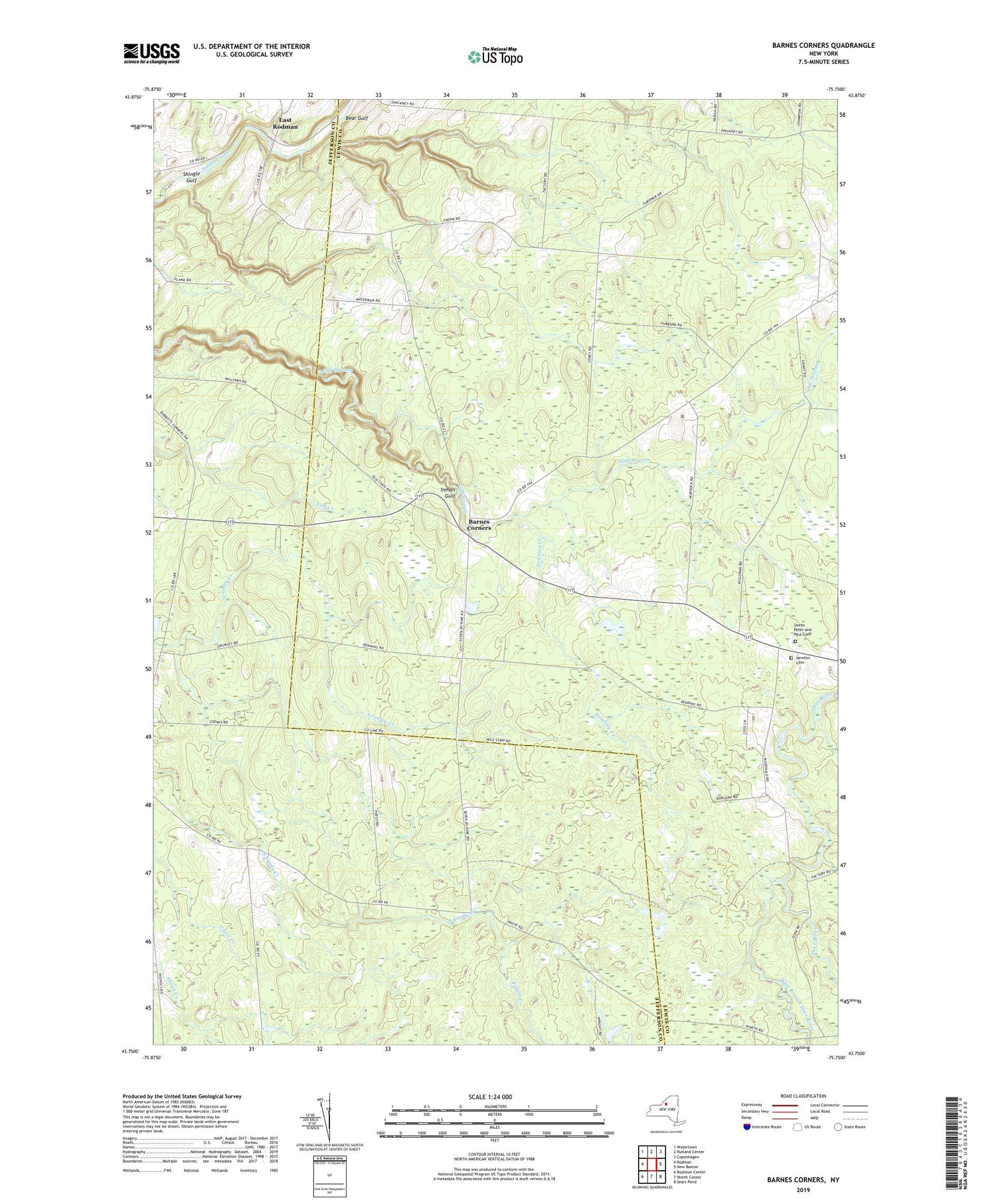 Barnes Corners New York US Topo Map Image