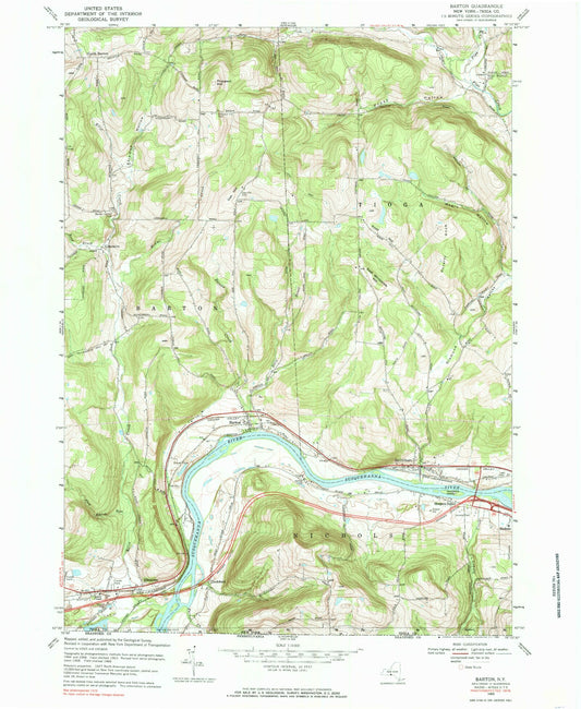 Classic USGS Barton New York 7.5'x7.5' Topo Map Image