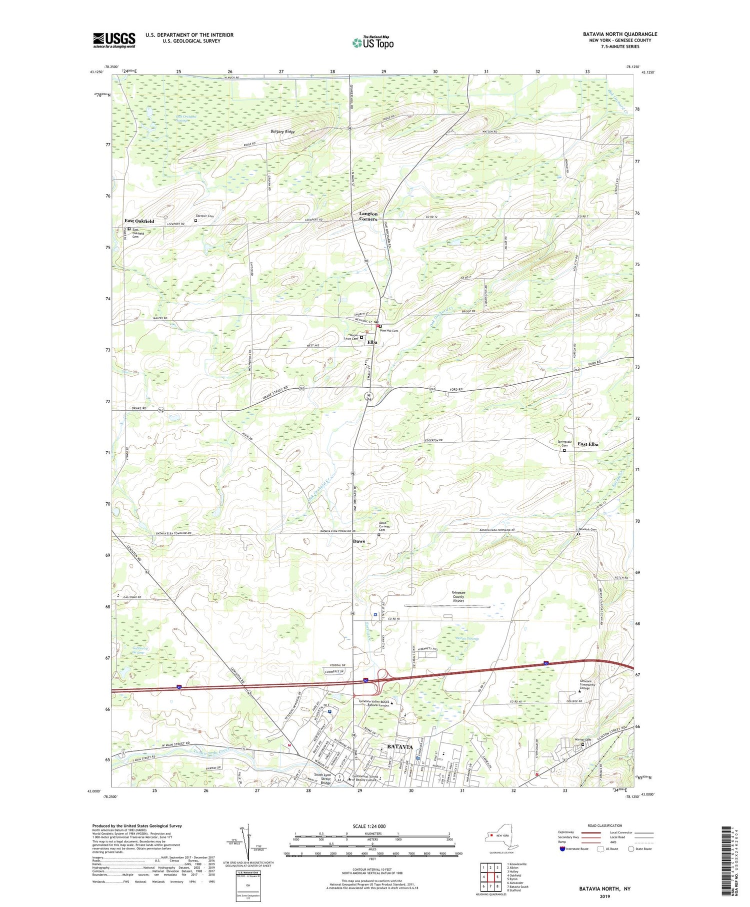 Batavia North New York US Topo Map Image