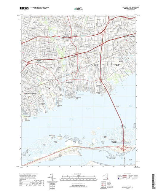 Bay Shore West New York US Topo Map Image