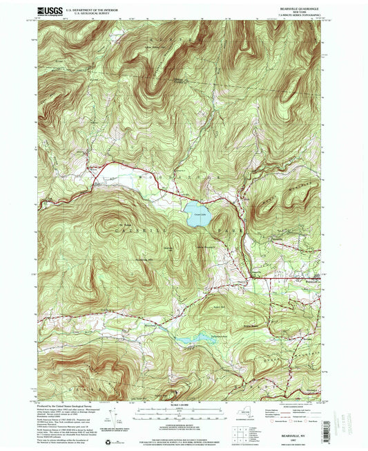 Classic USGS Bearsville New York 7.5'x7.5' Topo Map Image