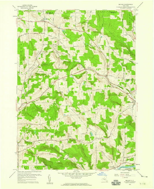 Classic USGS Belden New York 7.5'x7.5' Topo Map Image