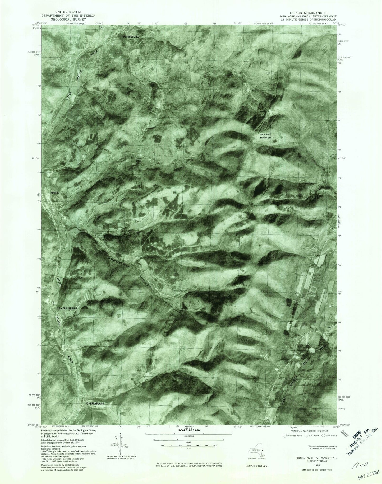 Classic USGS Berlin New York 7.5'x7.5' Topo Map Image
