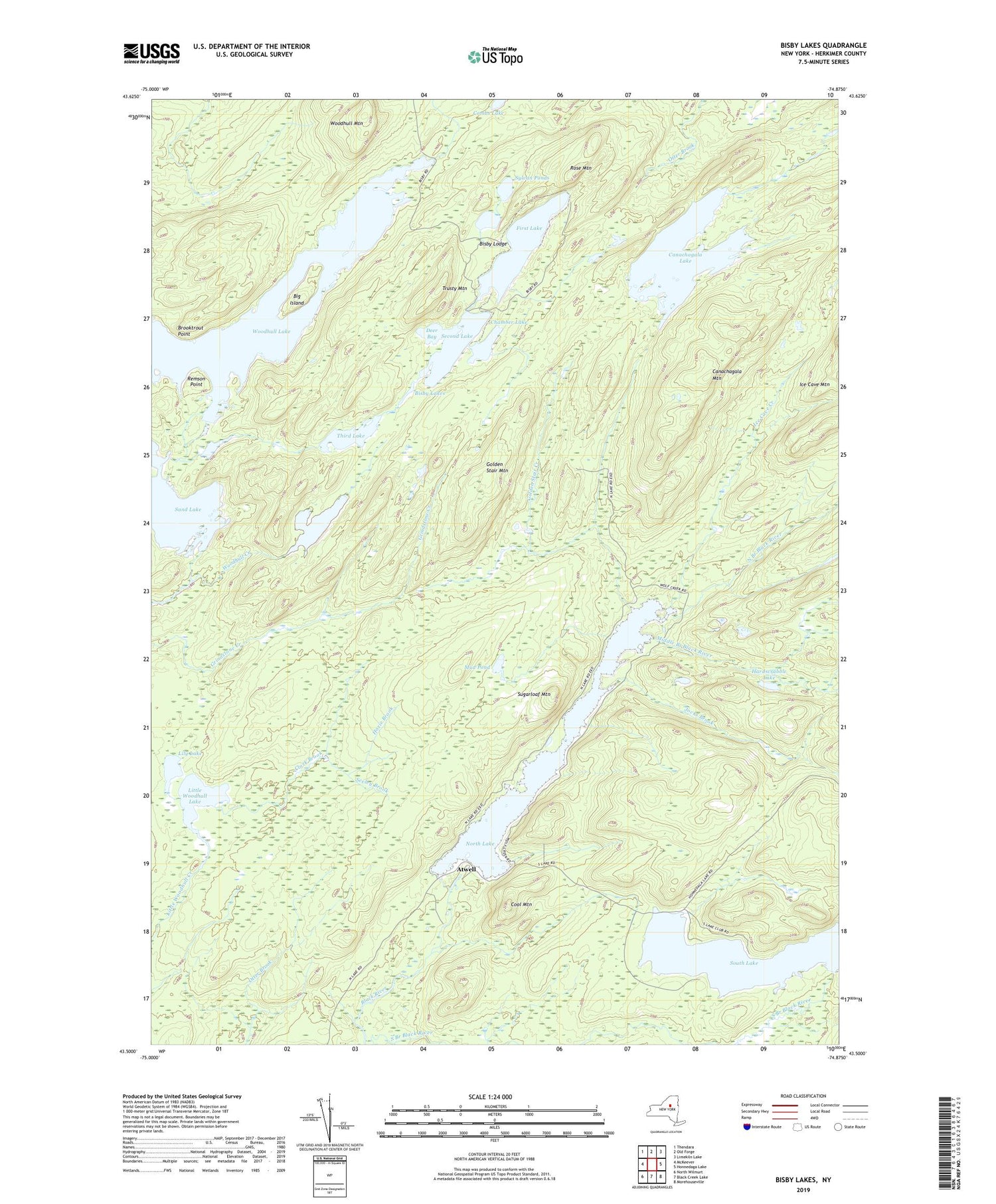 Bisby Lakes New York US Topo Map Image