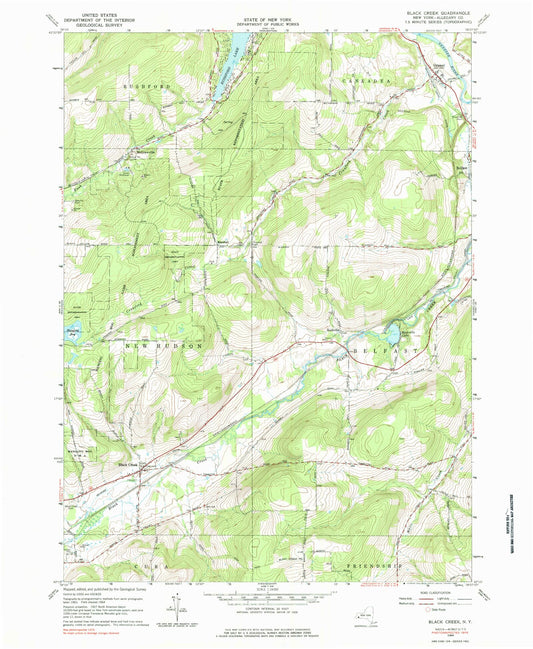 Classic USGS Black Creek New York 7.5'x7.5' Topo Map Image