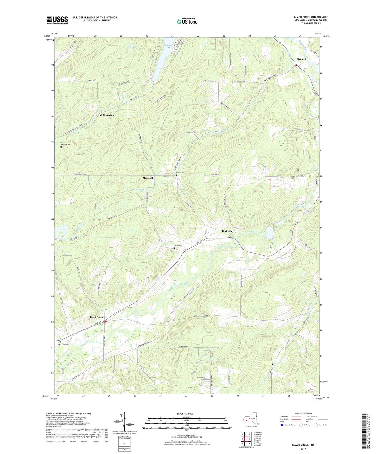 Black Creek New York US Topo Map Image