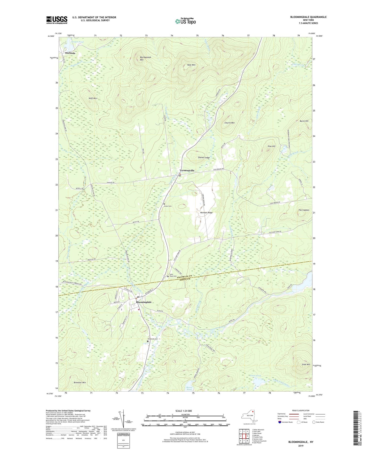 Bloomingdale New York US Topo Map Image