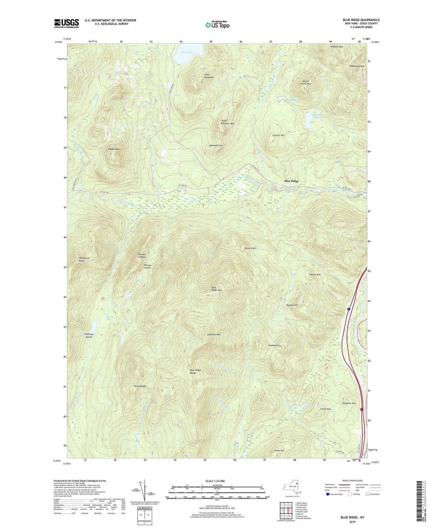 Blue Ridge New York US Topo Map Image