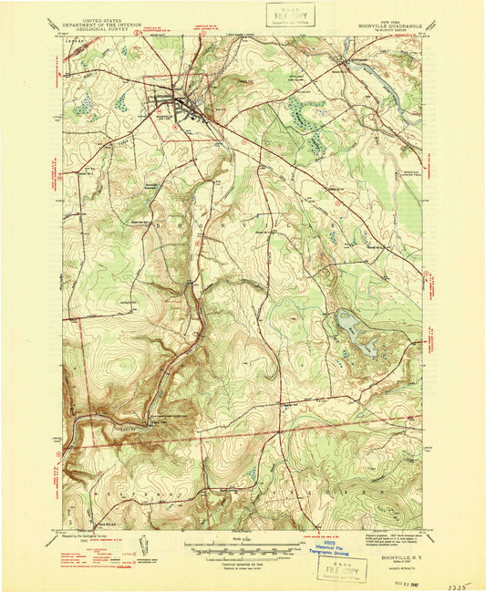 Classic USGS Boonville New York 7.5'x7.5' Topo Map Image