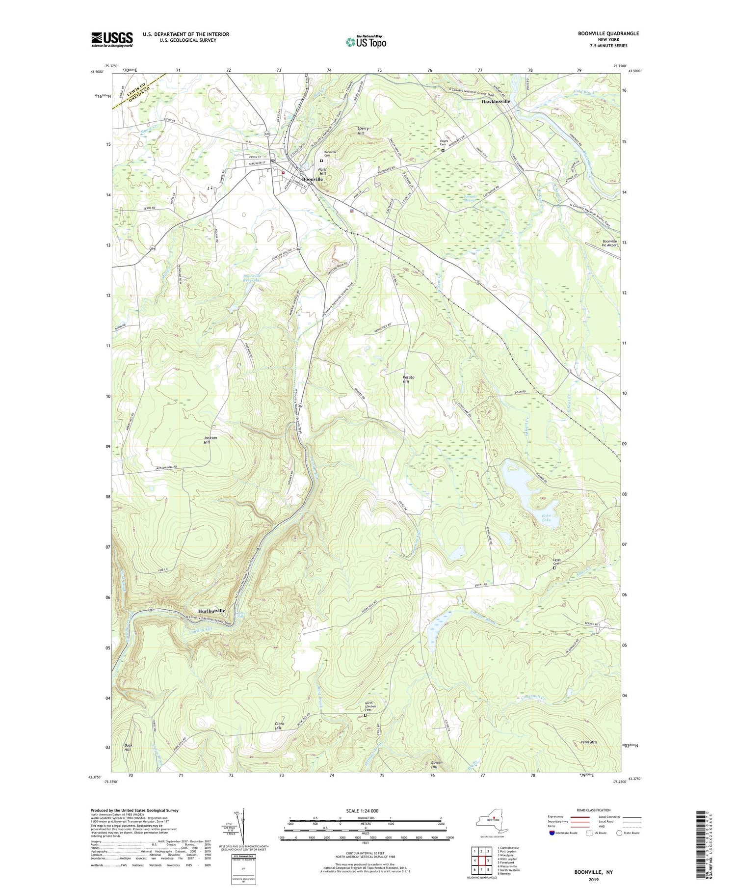 Boonville New York US Topo Map Image