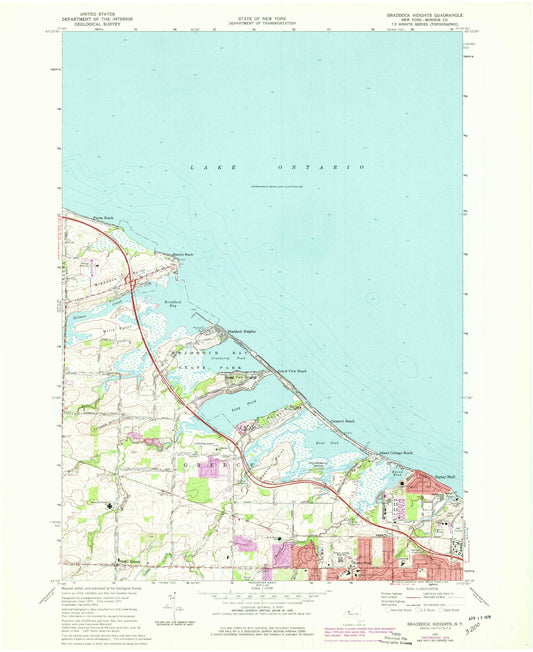 Classic USGS Braddock Heights New York 7.5'x7.5' Topo Map Image