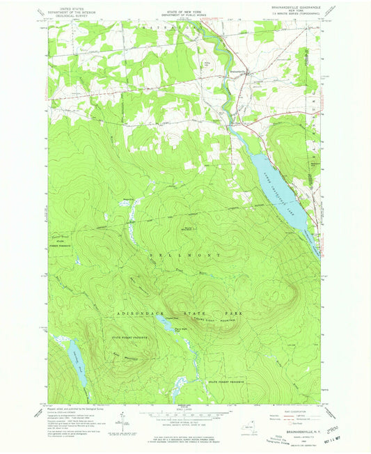 Classic USGS Brainardsville New York 7.5'x7.5' Topo Map Image